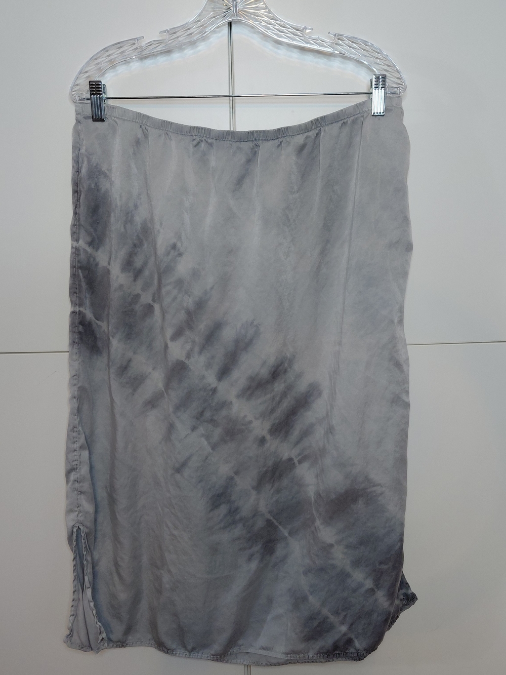 Pure Jill Size Large Light Gray Silk Cotton Blend Tie-Dye Women’s Midi Skirt